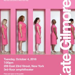 Poster image for Kate Gillmore visiting artist series at the School of Visual Arts theater.