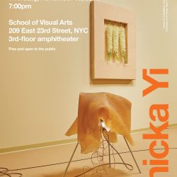 Poster image for visiting artist, Anicka Yi at the School of Visual Arts on 23rd street.