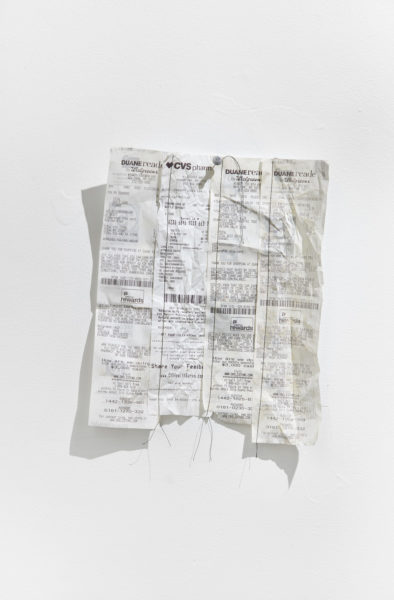 Artwork by Ziwei David Shao. BFA Fine Arts, 2019. Collage using receipts.