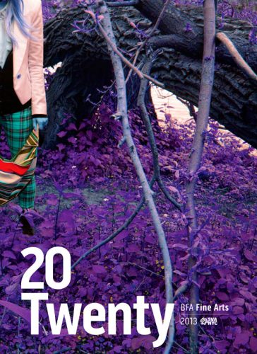 Event artwork for the 20Twenty event, with a still from a movie with a person on the left side, and inversed colors for the grass and the tree