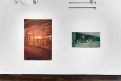 Two figurative paintings of interior scenes
