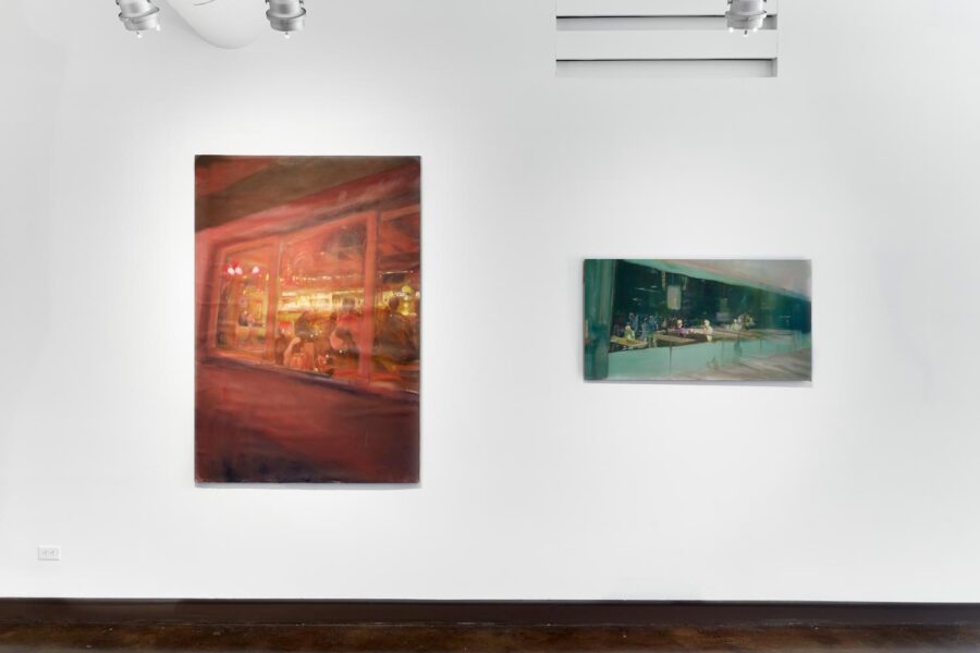 Two figurative paintings of interior scenes
