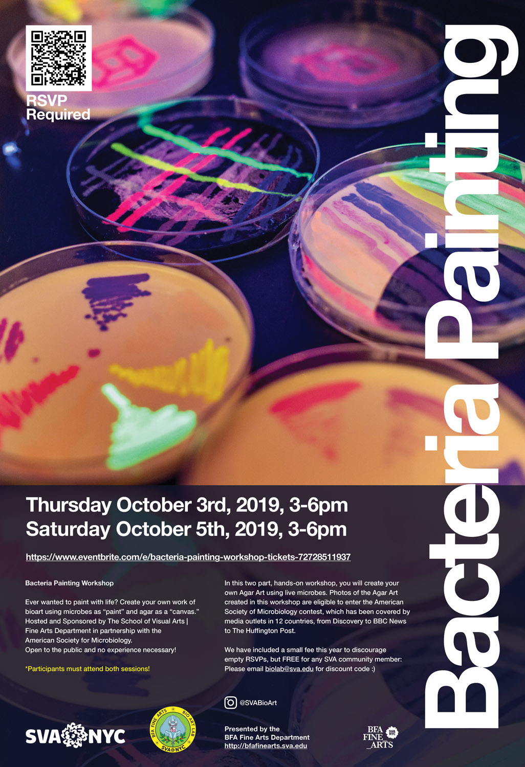 2019 Bacteria Painting Workshop poster fall 2019.