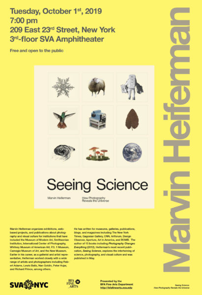 Poster for Marvin Heiferman lecture on October 1st, 2019.