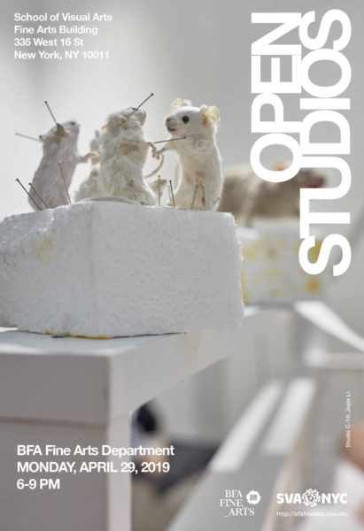 Exhibition poster for BFA Fine Arts Open Studios Spring 2019.
