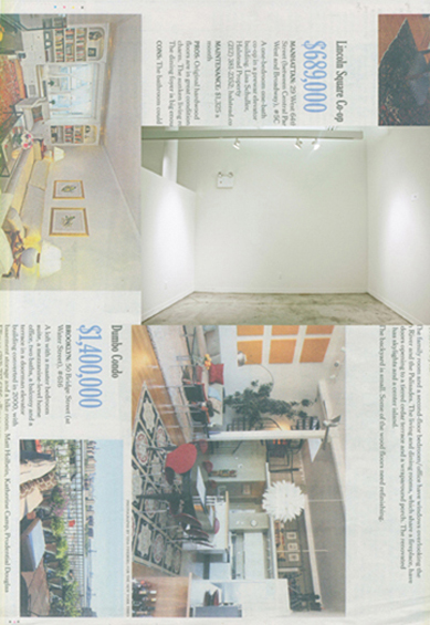 A magazine page with images of an empty room and two other rooms with furniture and different objects, and the images have text besides them