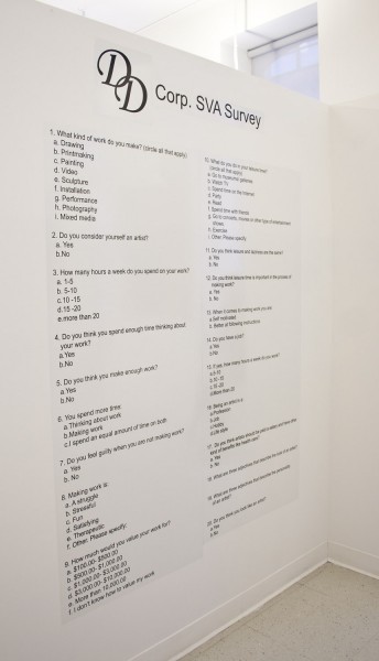 A survey installed on a wall with the title DD Corp. SVA Survey which contains 20 questions with multiple answers option