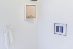 Installation view of 3 artworks in different dimensions mounted on white wall by Daniel Fairbanks