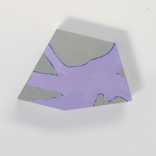 A view of a deformed pentagon shape painted with violet in the middle and corners are painted in light grey.