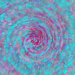 Digital brightly colored abstract painting composed of bright blue and bright red in a spiral, giving a feeling of motion and chaos
