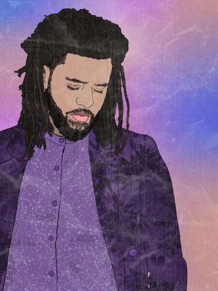A digital drawing of J. Cole. Using a photo from his GQ photo shoot.