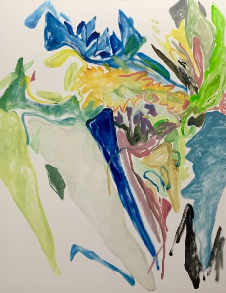 A painting of flowers. From the artist: Spring has arrived near me, and I love this season of hope, new birth and possibilities. I would like to depict my impression of flowers and all kinds of colors that I found in this season, through an abstract way.