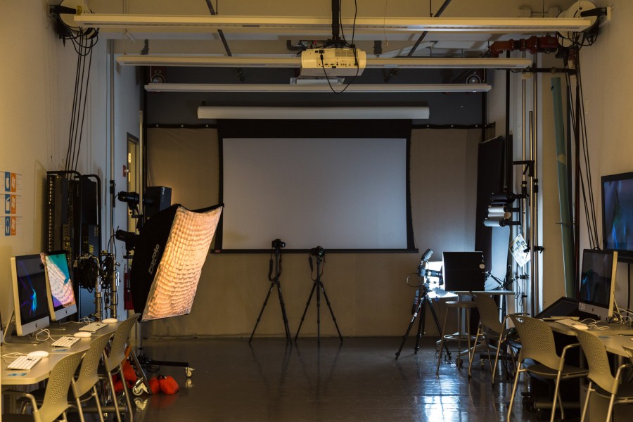 An interior view of the Photo capture studio with lights dimmed.
