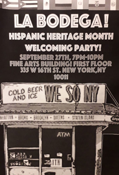 Poster for the event sponsored by La Bodega celebrating Spanish Heritage Month. Fall of 2019.