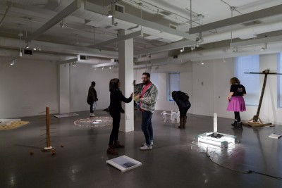 People taking part in an exhibition of sculptures at SVA